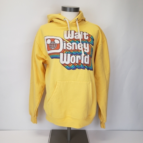 Walt Disney World Retro Rainbow Yellow Hoodie Disney Parks size medium - Picture 1 of 8